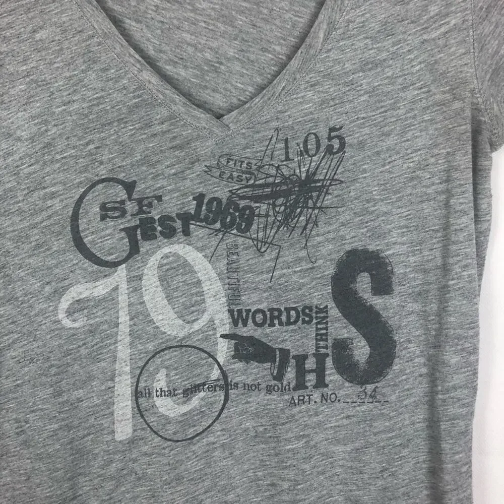 GAP V-Neck T-Shirt Womens XS Cotton Stretch Y2K Grunge Coquette Festival Retro - Picture 3 of 5